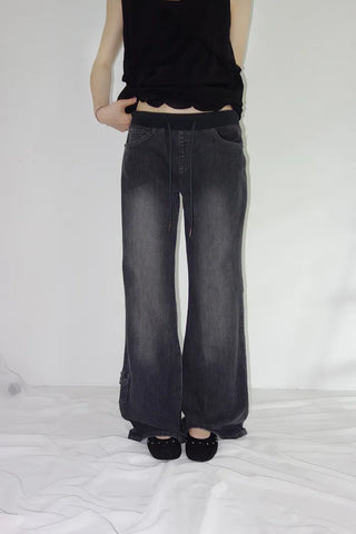 [4 colors] Denim Banding Bootcut Pants