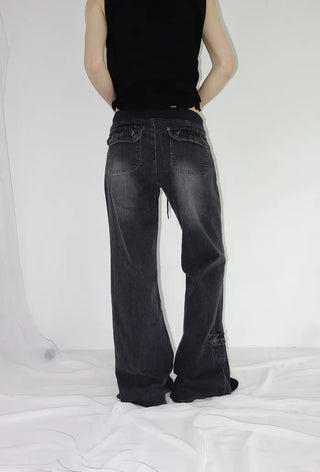 [4 colors] Denim Banding Bootcut Pants