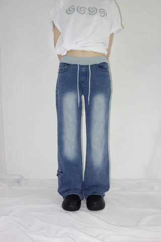 [4 colors] Denim Banding Bootcut Pants