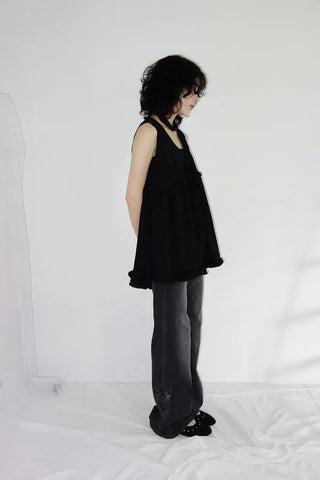 [4 colors] Denim Banding Bootcut Pants