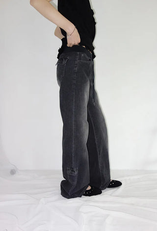 [4 colors] Denim Banding Bootcut Pants