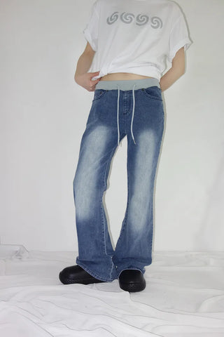 [4 colors] Denim Banding Bootcut Pants