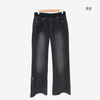 [4 colors] Denim Banding Bootcut Pants