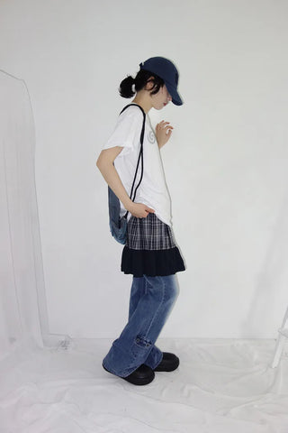 [4 colors] Denim Banding Bootcut Pants