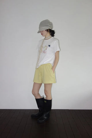 [2 colors] Toddy's Embroidery Patch Short-Sleeve T-Shirt