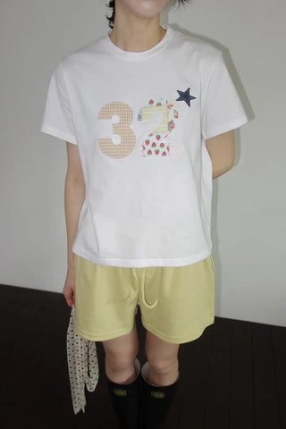 [2 colors] Toddy's Embroidery Patch Short-Sleeve T-Shirt