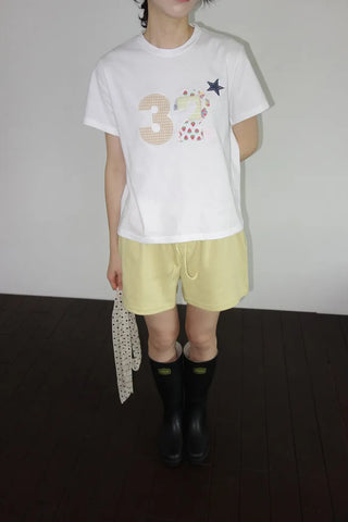 [2 colors] Toddy's Embroidery Patch Short-Sleeve T-Shirt