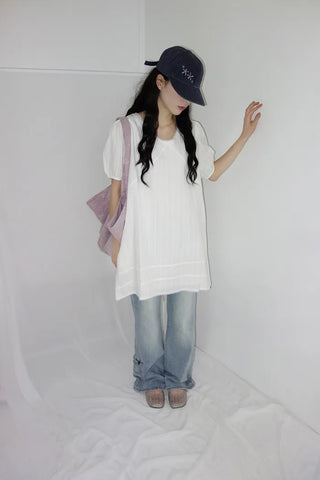 [2 colors] Tutu Lace Pintuck Dress
