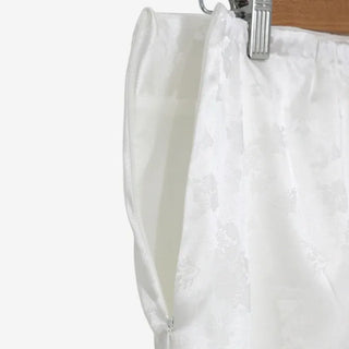 [2 colors] Iriko Satin Flower Midi Skirt
