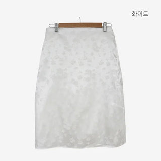 [2 colors] Iriko Satin Flower Midi Skirt