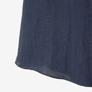 [2 colors] Linen open-collar blouse