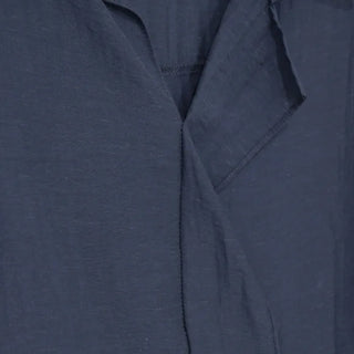 [2 colors] Linen open-collar blouse
