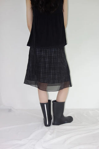 [3 colors] Ant Check Layered Midi Skirt