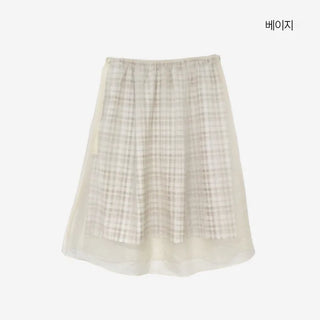 [3 colors] Ant Check Layered Midi Skirt