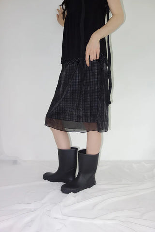 [3 colors] Ant Check Layered Midi Skirt