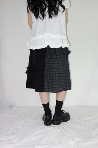 [2 colors] Rimatsu Check Ankle Frill Skirt