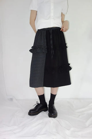 [2 colors] Rimatsu Check Ankle Frill Skirt