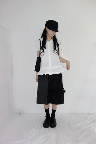 [2 colors] Rimatsu Check Ankle Frill Skirt