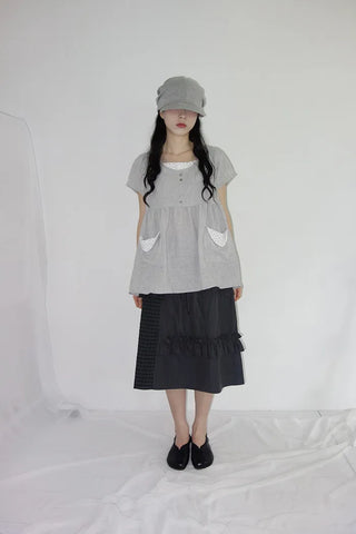 [2 colors] Rimatsu Check Ankle Frill Skirt