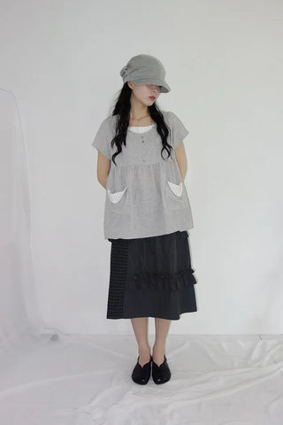 [2 colors] Rimatsu Check Ankle Frill Skirt