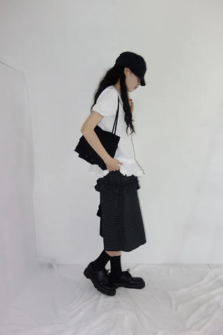 [2 colors] Rimatsu Check Ankle Frill Skirt