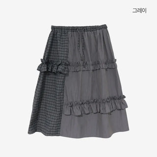 [2 colors] Rimatsu Check Ankle Frill Skirt