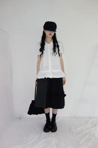 [2 colors] Rimatsu Check Ankle Frill Skirt