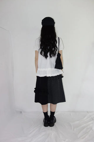 [2 colors] Rimatsu Check Ankle Frill Skirt