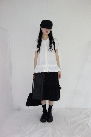 [2 colors] Rimatsu Check Ankle Frill Skirt