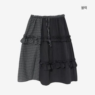 [2 colors] Rimatsu Check Ankle Frill Skirt