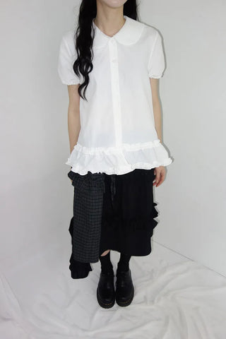 [2 colors] Rimatsu Check Ankle Frill Skirt