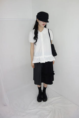 [2 colors] Rimatsu Check Ankle Frill Skirt