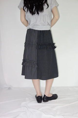 [2 colors] Rimatsu Check Ankle Frill Skirt
