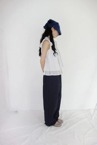 [2 colors] Army Frill Layered Blouse