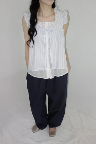 [2 colors] Army Frill Layered Blouse