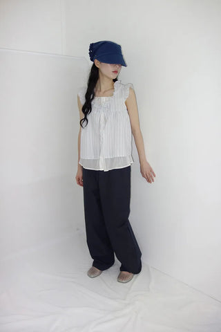 [2 colors] Army Frill Layered Blouse