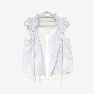 [2 colors] Army Frill Layered Blouse