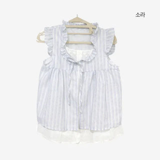 [2 colors] Army Frill Layered Blouse