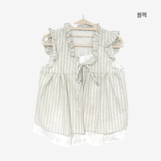 [2 colors] Army Frill Layered Blouse