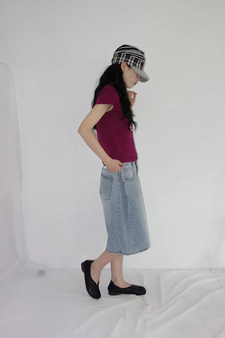 [3 colors] Nemoba Pintuck Denim Bermuda Pants