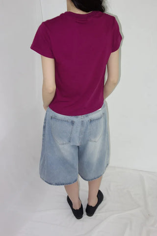 [3 colors] Nemoba Pintuck Denim Bermuda Pants