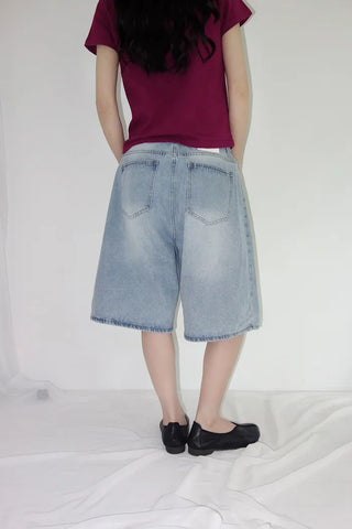 [3 colors] Nemoba Pintuck Denim Bermuda Pants
