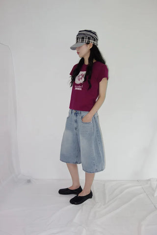 [3 colors] Nemoba Pintuck Denim Bermuda Pants