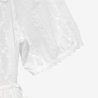 [2 colors] Shine Lace Embroidered Short-Sleeve Blouse