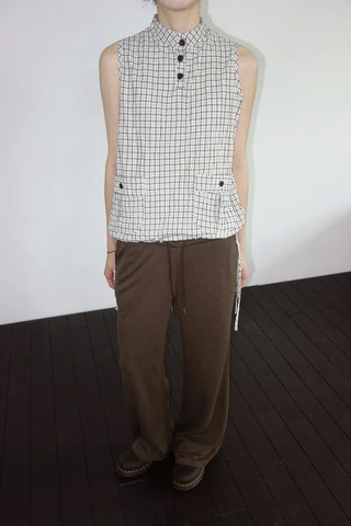 [2 colors] Mubo Pumpkin Check Sleeveless Top