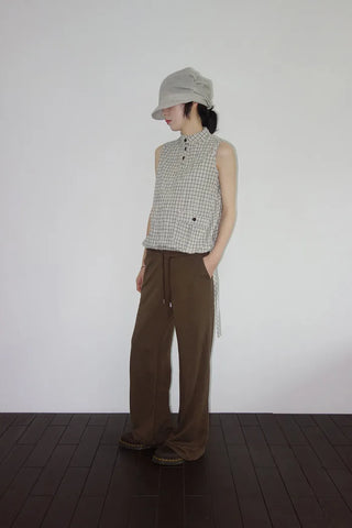 [2 colors] Mubo Pumpkin Check Sleeveless Top