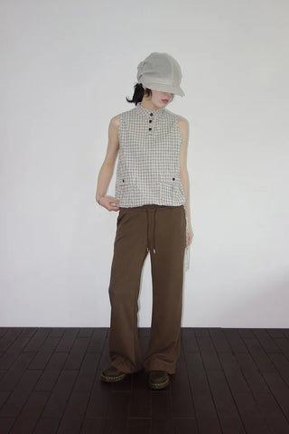[2 colors] Mubo Pumpkin Check Sleeveless Top