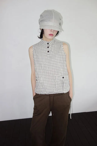 [2 colors] Mubo Pumpkin Check Sleeveless Top