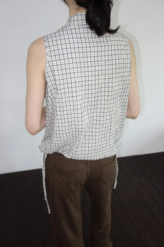 [2 colors] Mubo Pumpkin Check Sleeveless Top
