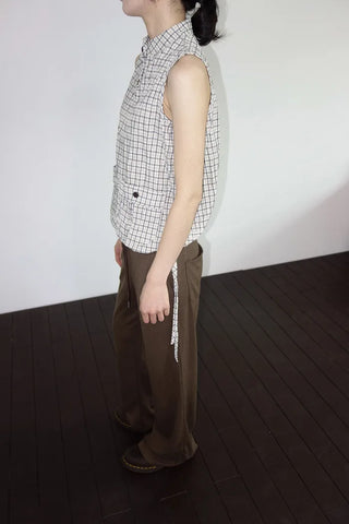 [2 colors] Mubo Pumpkin Check Sleeveless Top